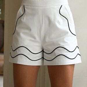 Elegant High Waist White Shorts with Black Accents
